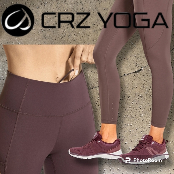 CRZ Yoga Nakedfeel 2.0 Compression  + Pockets 28" Leggings Plum Taupe NWOT 2X - Picture 3 of 7